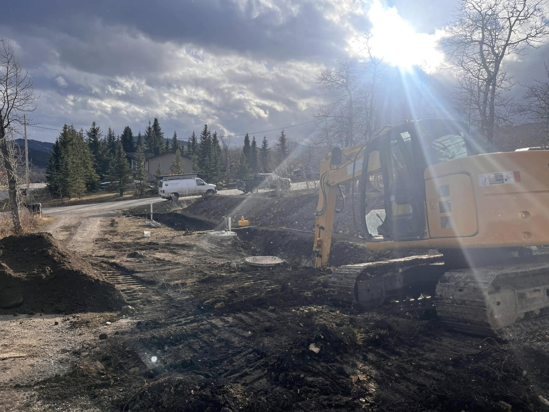 Excavator on site for utility installation